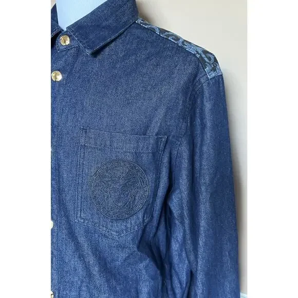 Versace Medusa Blouson Denim Stone Wash Jacket Blue 42 US (52) 1016845 NWT $1500